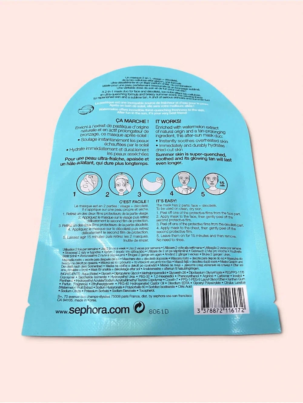 Set of 3 Sephora Face Masks - Matcha, Watermelon, Spirulina